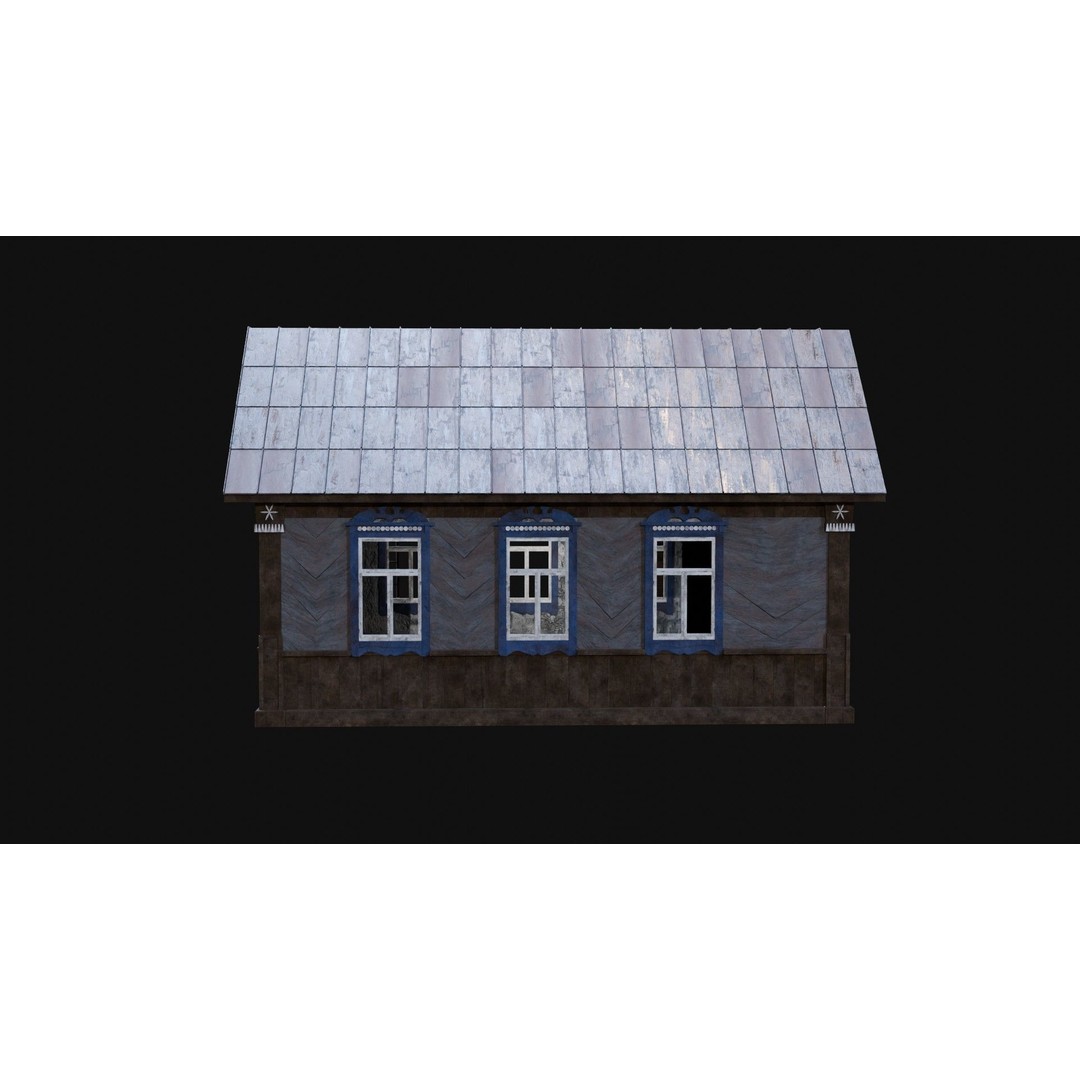 Soviet Wooden House 3D Model – Low Poly Game Asset, FBX & OBJ - View 11