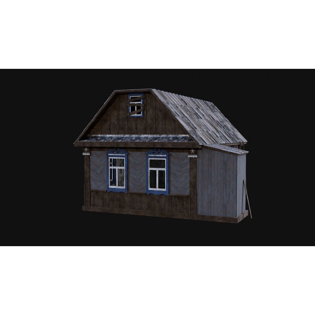 Soviet Wooden House 3D Model – Low Poly Game Asset, FBX & OBJ - View 12