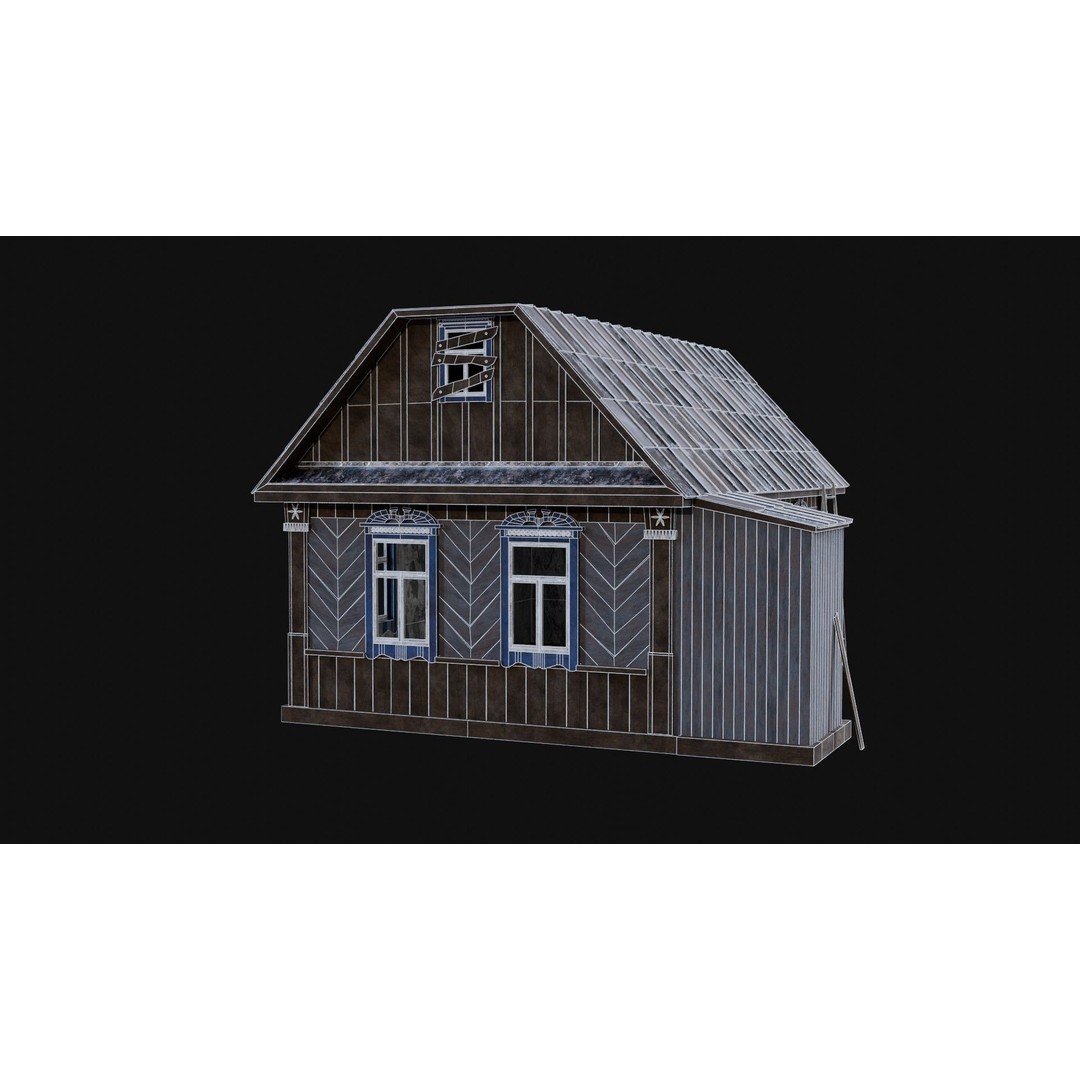 Soviet Wooden House 3D Model – Low Poly Game Asset, FBX & OBJ - View 16