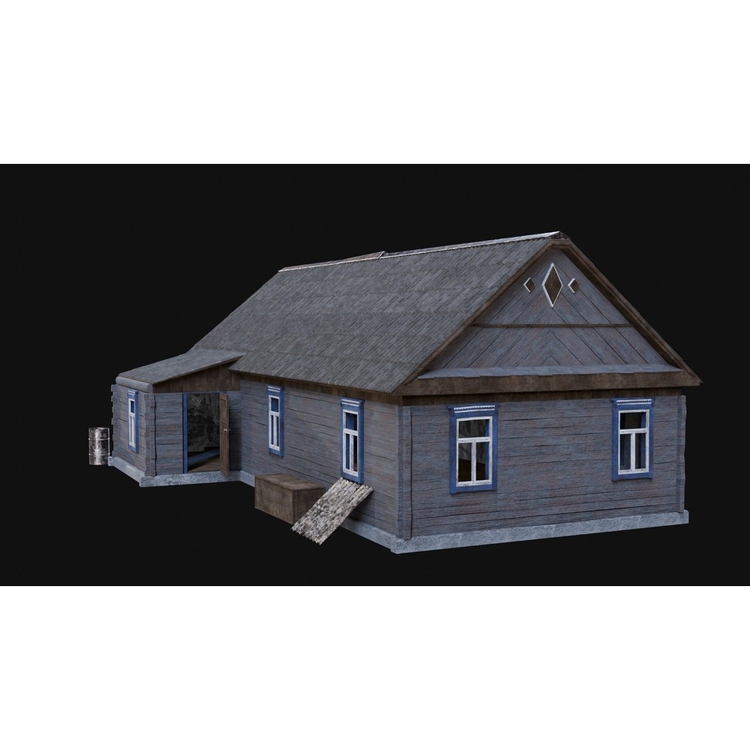Soviet Wooden House 3D Model – Low Poly Game Asset, FBX & OBJ - View 17