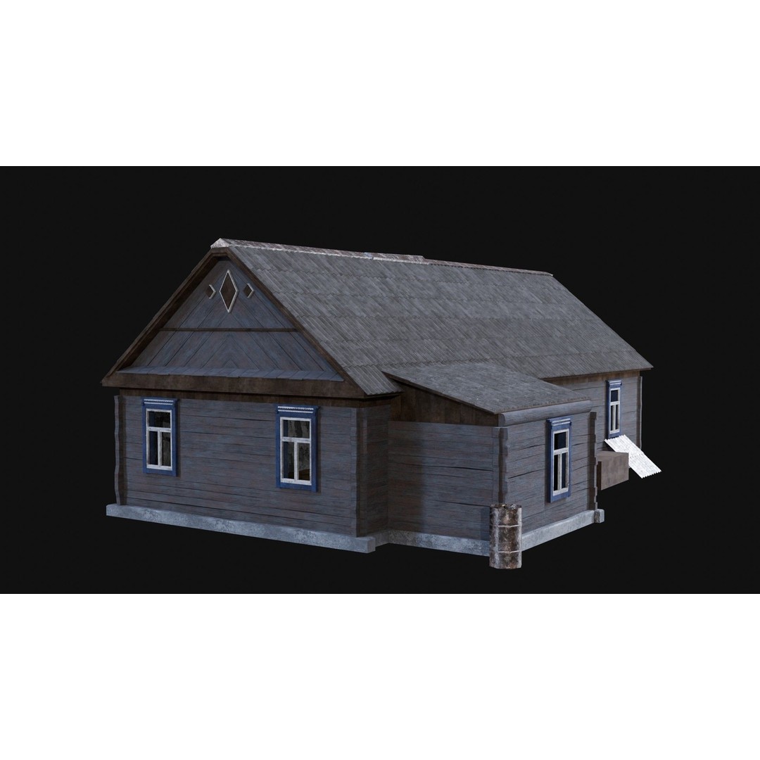 Soviet Wooden House 3D Model – Low Poly Game Asset, FBX & OBJ - View 19