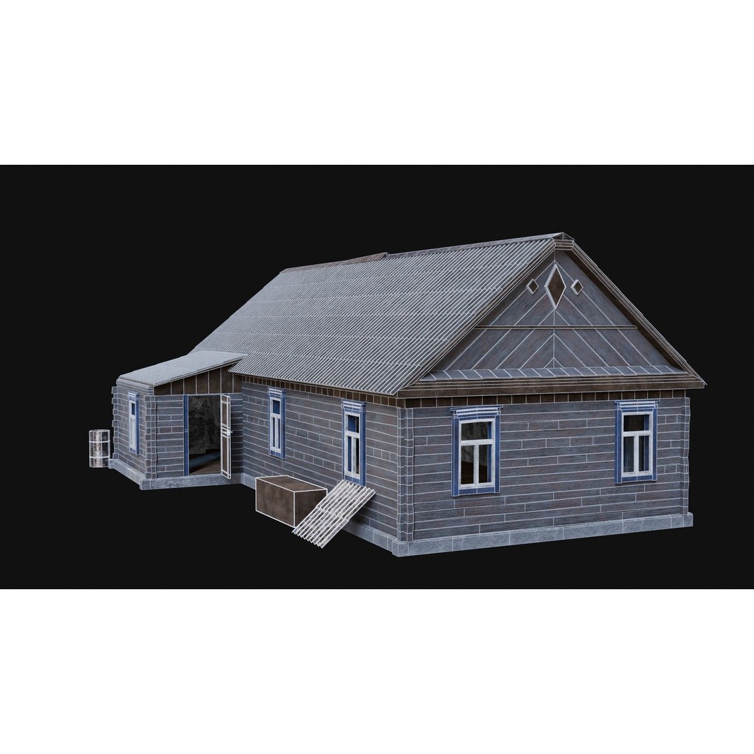 Soviet Wooden House 3D Model – Low Poly Game Asset, FBX & OBJ - View 21