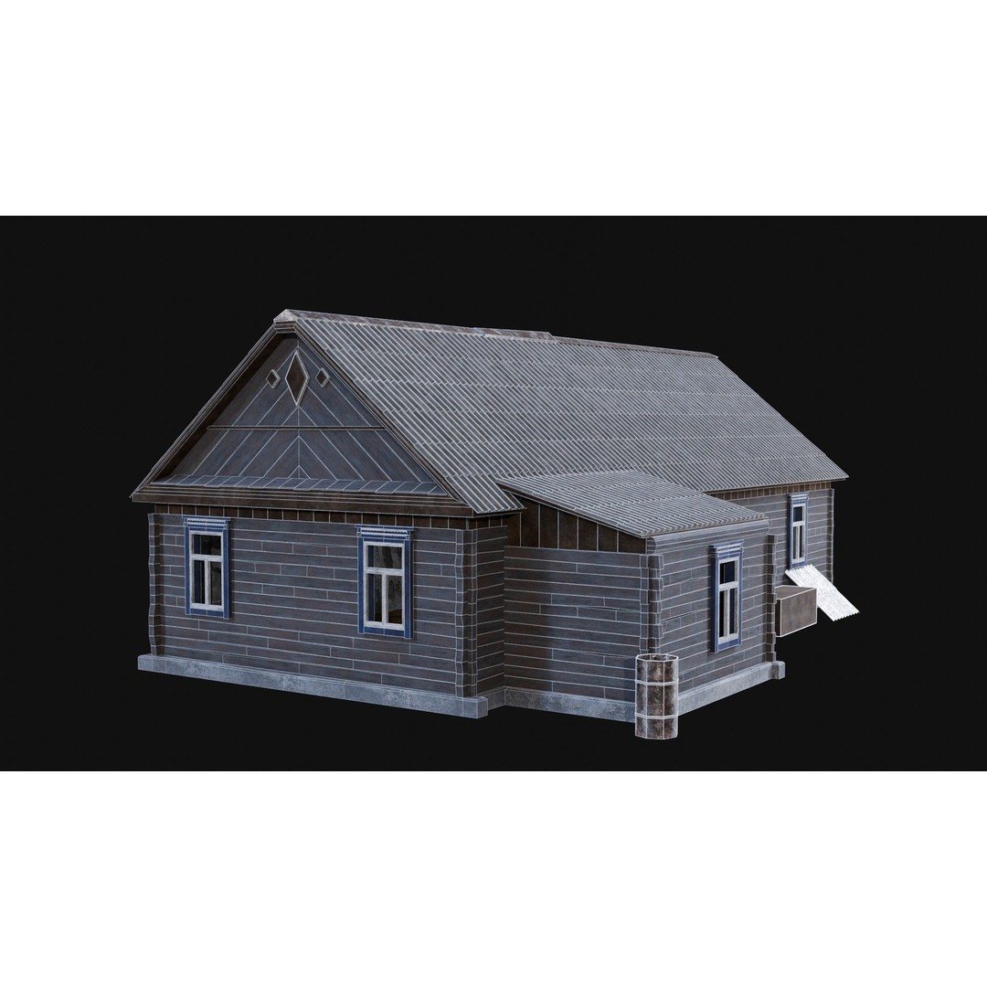Soviet Wooden House 3D Model – Low Poly Game Asset, FBX & OBJ - View 23
