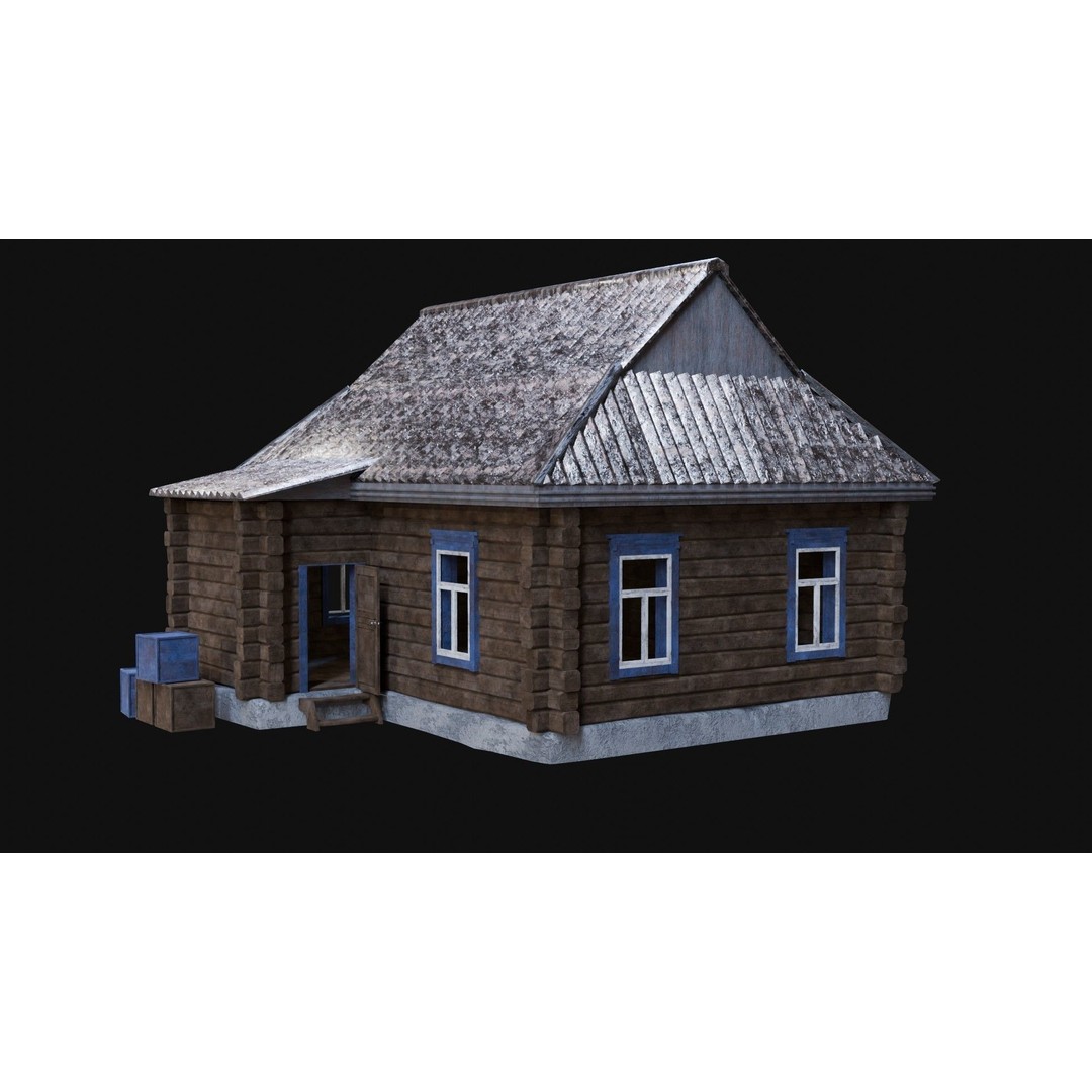 Soviet Wooden House 3D Model – Low Poly Game Asset, FBX & OBJ - View 24