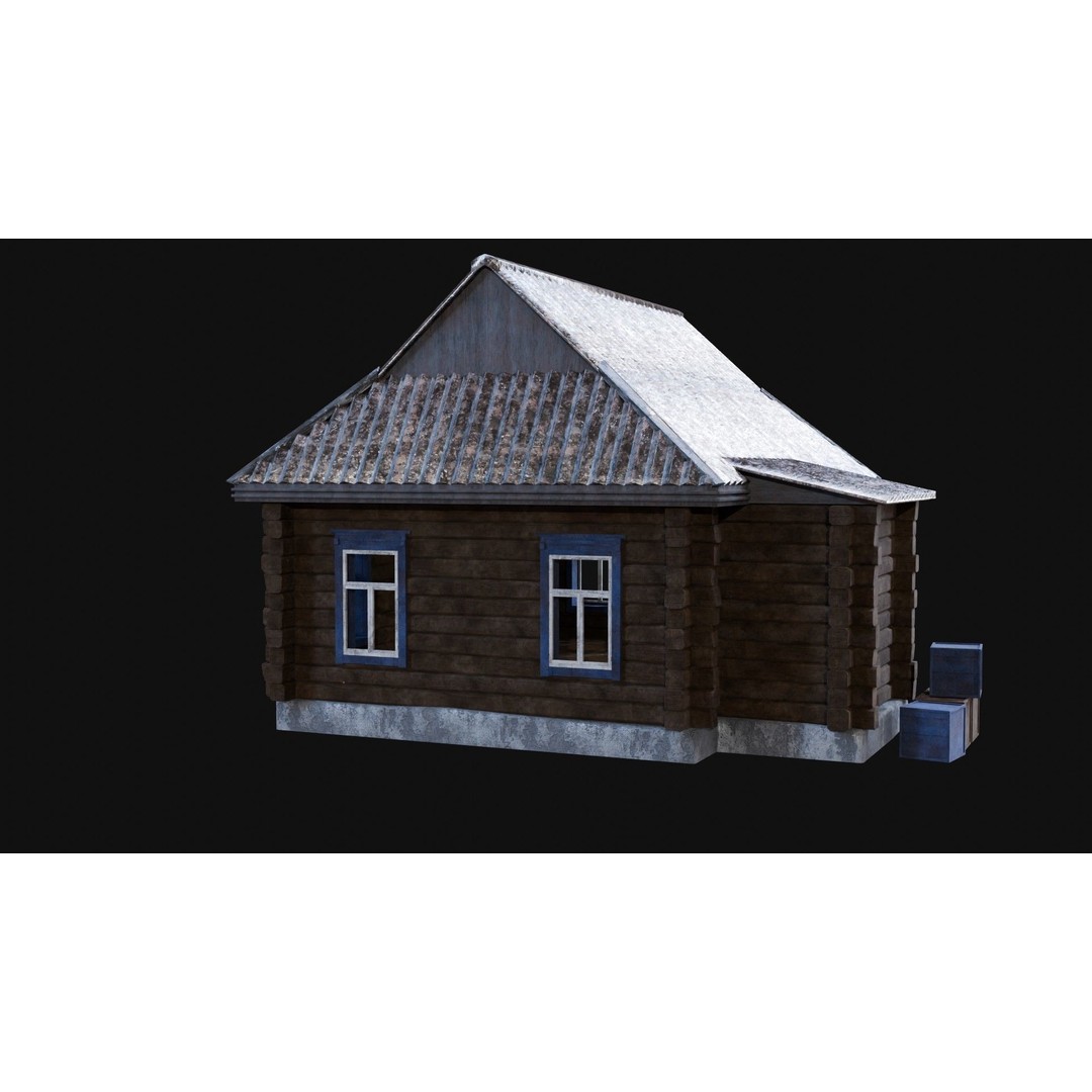 Soviet Wooden House 3D Model – Low Poly Game Asset, FBX & OBJ - View 26