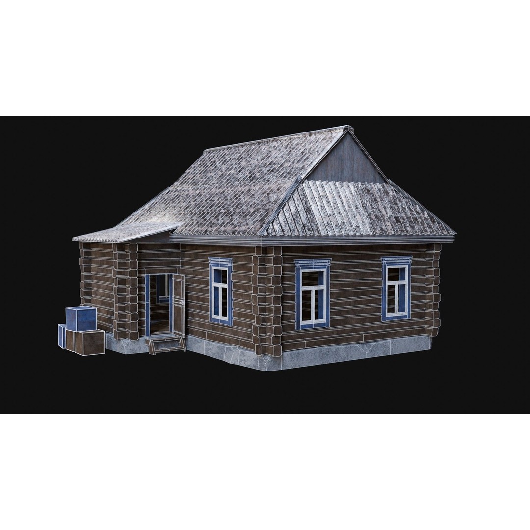 Soviet Wooden House 3D Model – Low Poly Game Asset, FBX & OBJ - View 28