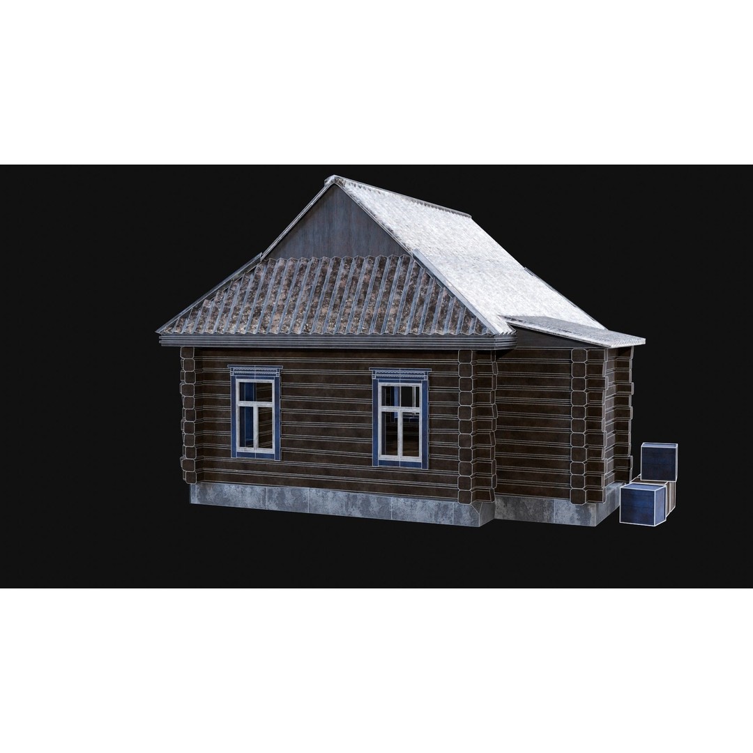 Soviet Wooden House 3D Model – Low Poly Game Asset, FBX & OBJ - View 30