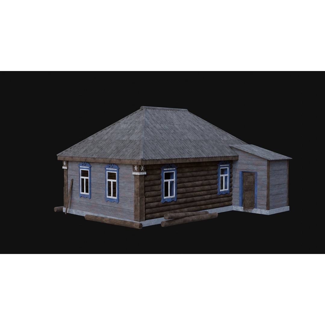 Soviet Wooden House 3D Model – Low Poly Game Asset, FBX & OBJ - View 31