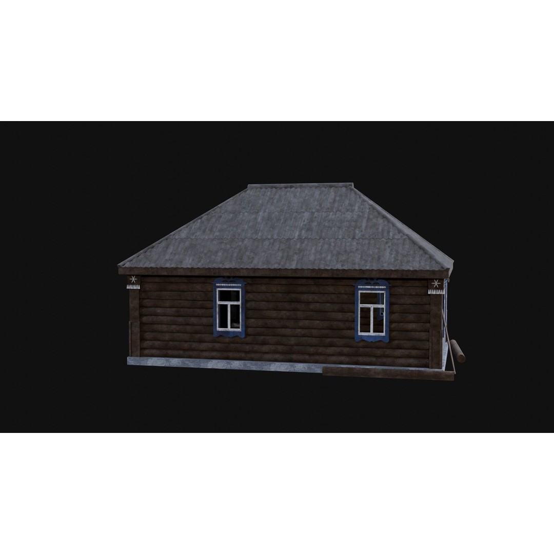 Soviet Wooden House 3D Model – Low Poly Game Asset, FBX & OBJ - View 33