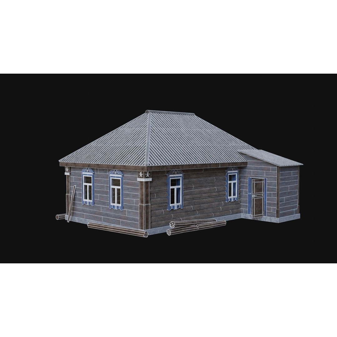 Soviet Wooden House 3D Model – Low Poly Game Asset, FBX & OBJ - View 35