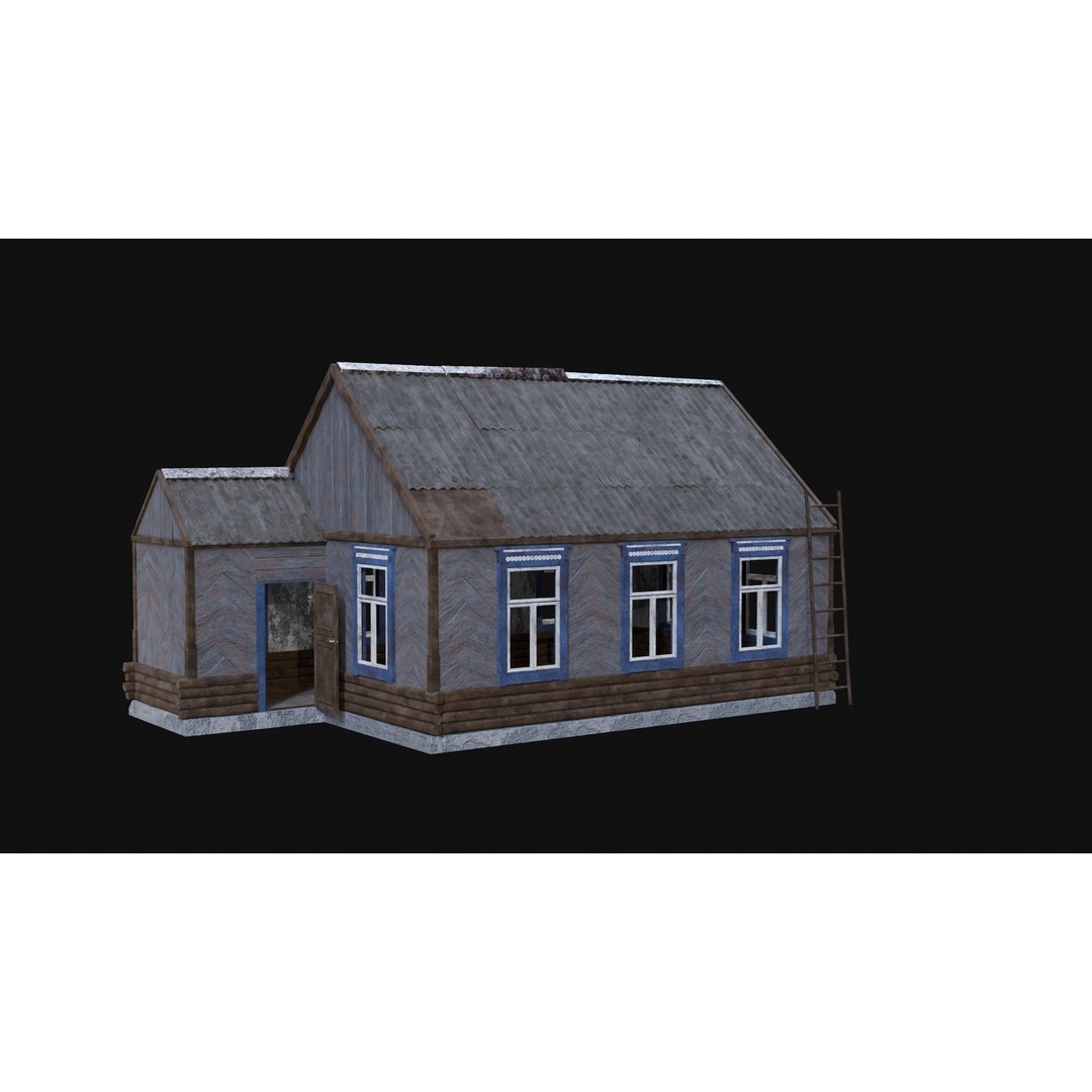 Soviet Wooden House 3D Model – Low Poly Game Asset, FBX & OBJ - View 38