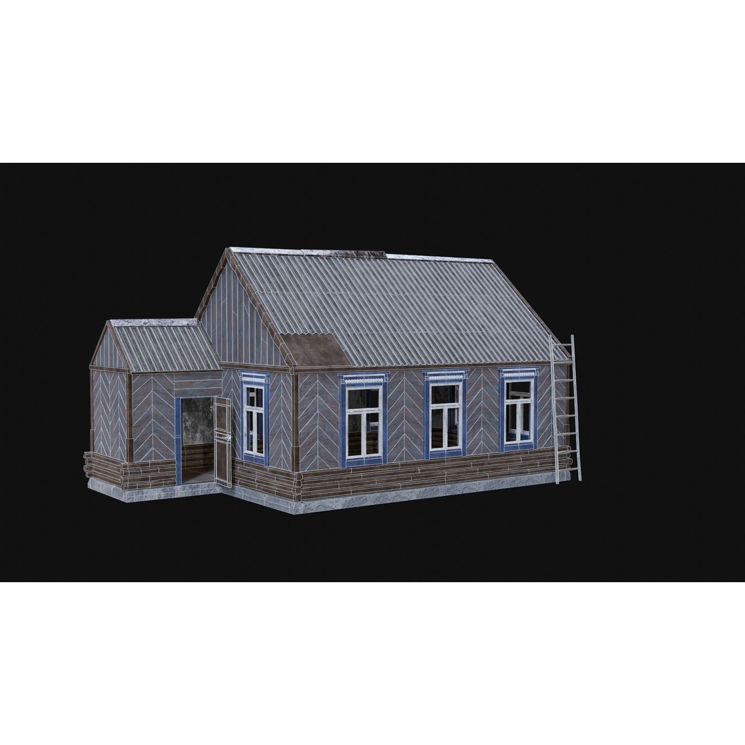 Soviet Wooden House 3D Model – Low Poly Game Asset, FBX & OBJ - View 42