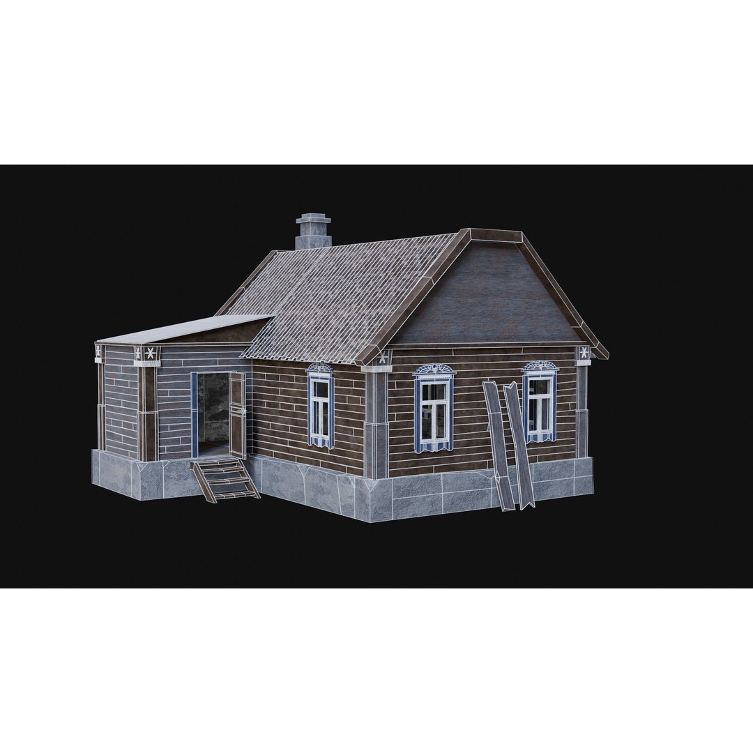 Soviet Wooden House 3D Model – Low Poly Game Asset, FBX & OBJ - View 49