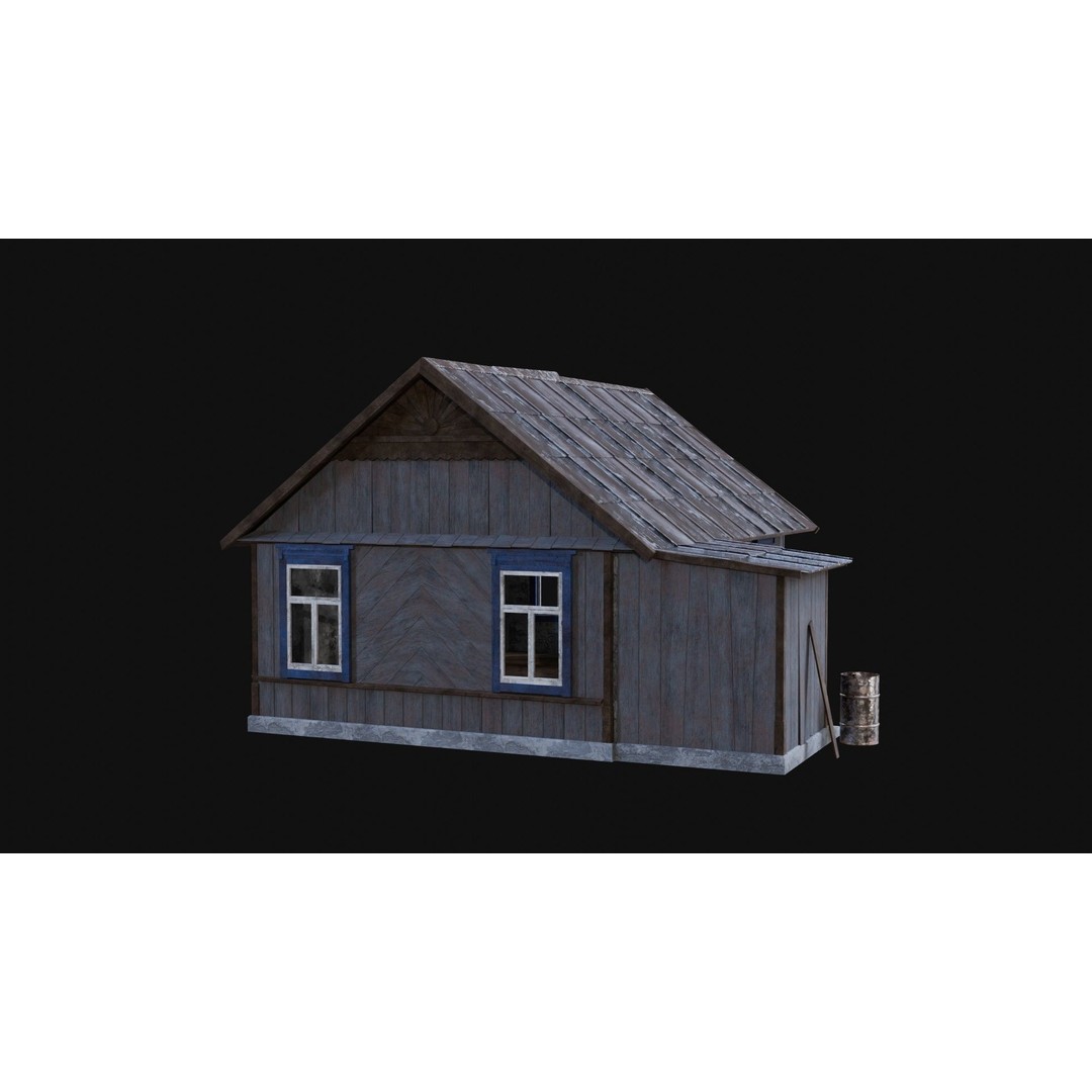 Soviet Wooden House 3D Model – Low Poly Game Asset, FBX & OBJ - View 5