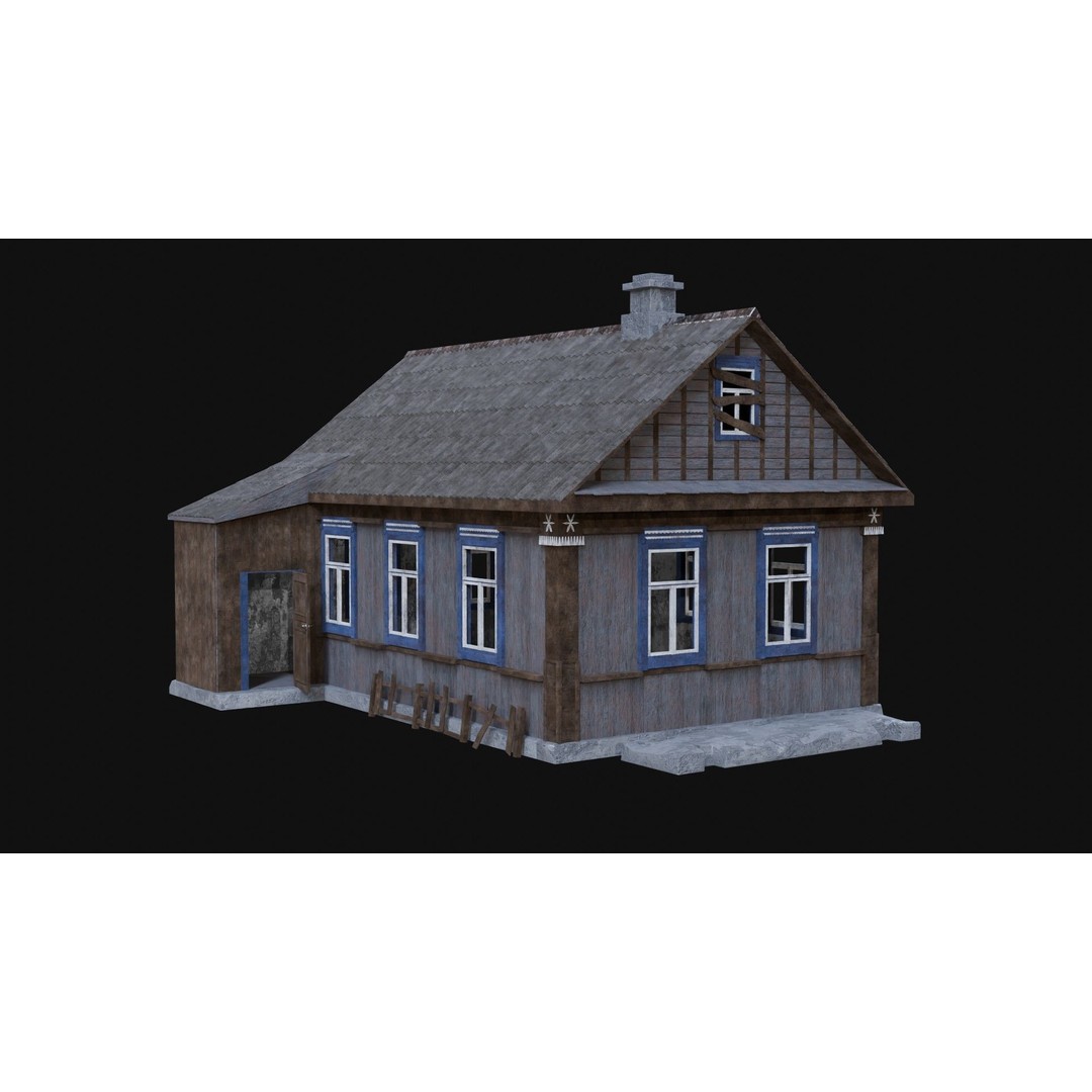 Soviet Wooden House 3D Model – Low Poly Game Asset, FBX & OBJ - View 52