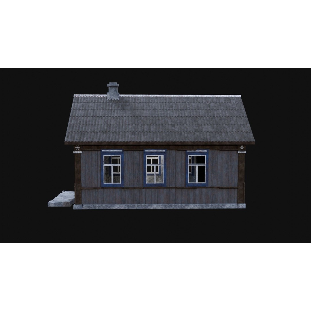 Soviet Wooden House 3D Model – Low Poly Game Asset, FBX & OBJ - View 53
