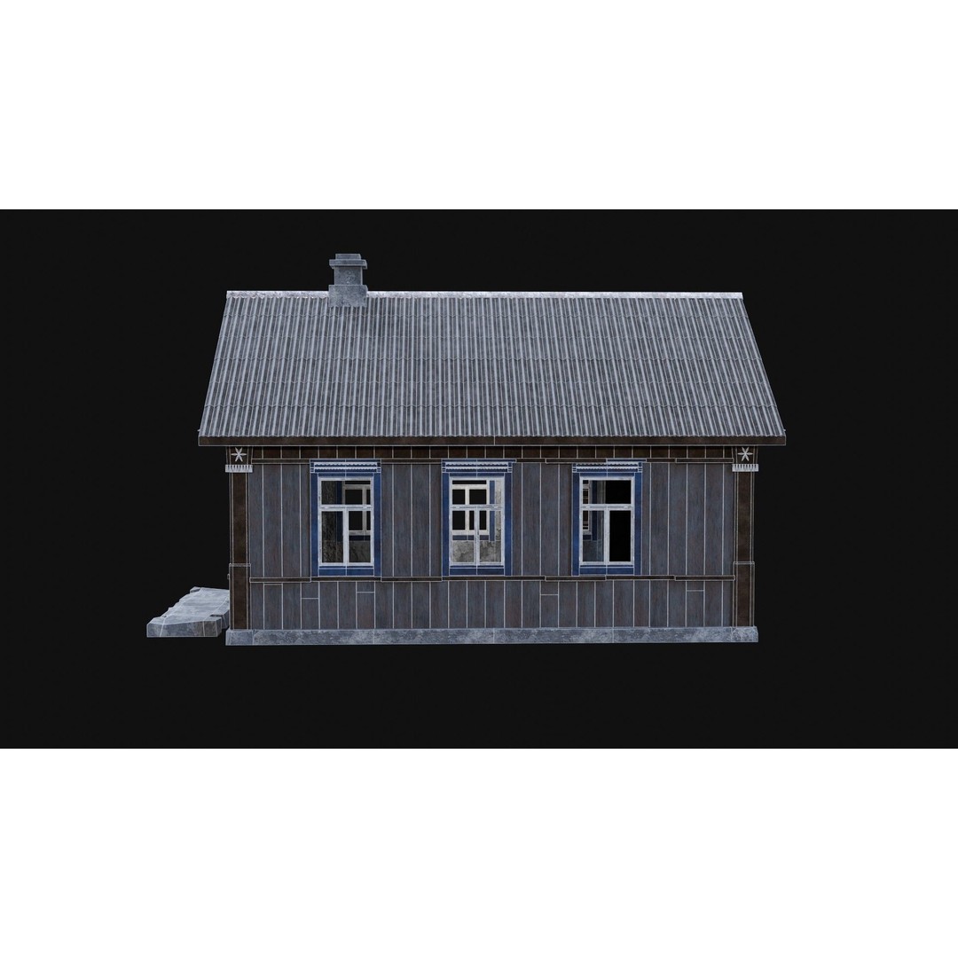 Soviet Wooden House 3D Model – Low Poly Game Asset, FBX & OBJ - View 57