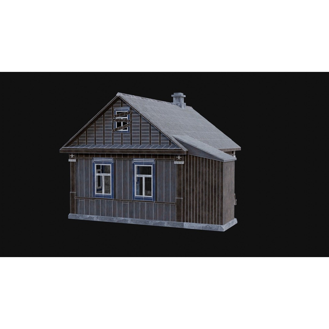 Soviet Wooden House 3D Model – Low Poly Game Asset, FBX & OBJ - View 58