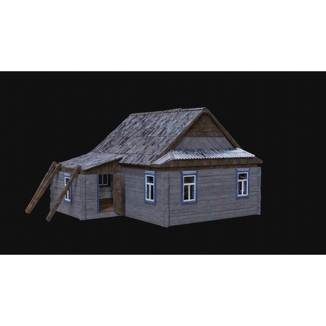 Soviet Wooden House 3D Model – Low Poly Game Asset, FBX & OBJ - View 59