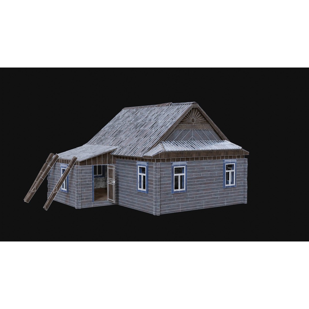 Soviet Wooden House 3D Model – Low Poly Game Asset, FBX & OBJ - View 63