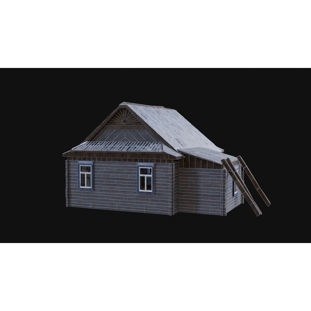 Soviet Wooden House 3D Model – Low Poly Game Asset, FBX & OBJ - View 65