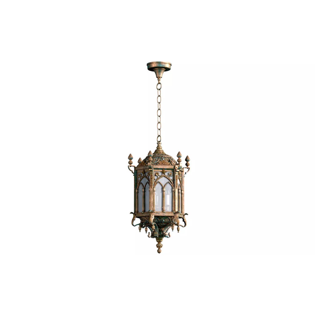 Oriental Street Lamp 3D Model – Antique Outdoor Lighting, FBX - View 2