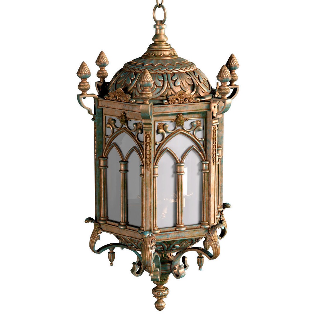 Oriental Street Lamp 3D Model – Antique Outdoor Lighting, FBX - View 3