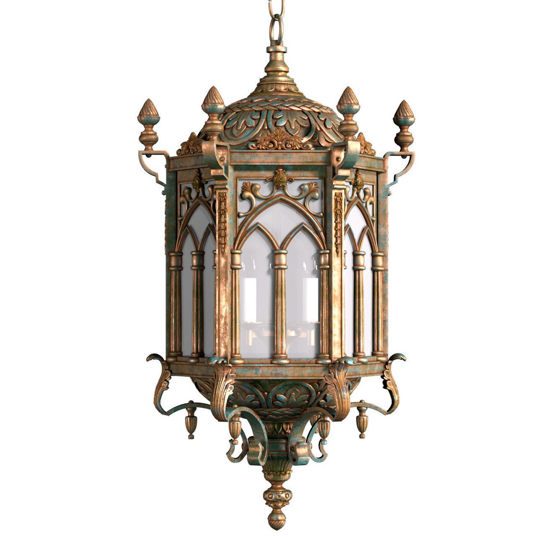 Oriental Street Lamp 3D Model – Antique Outdoor Lighting, FBX - View 4