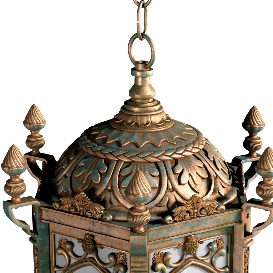 Oriental Street Lamp 3D Model – Antique Outdoor Lighting, FBX - View 5