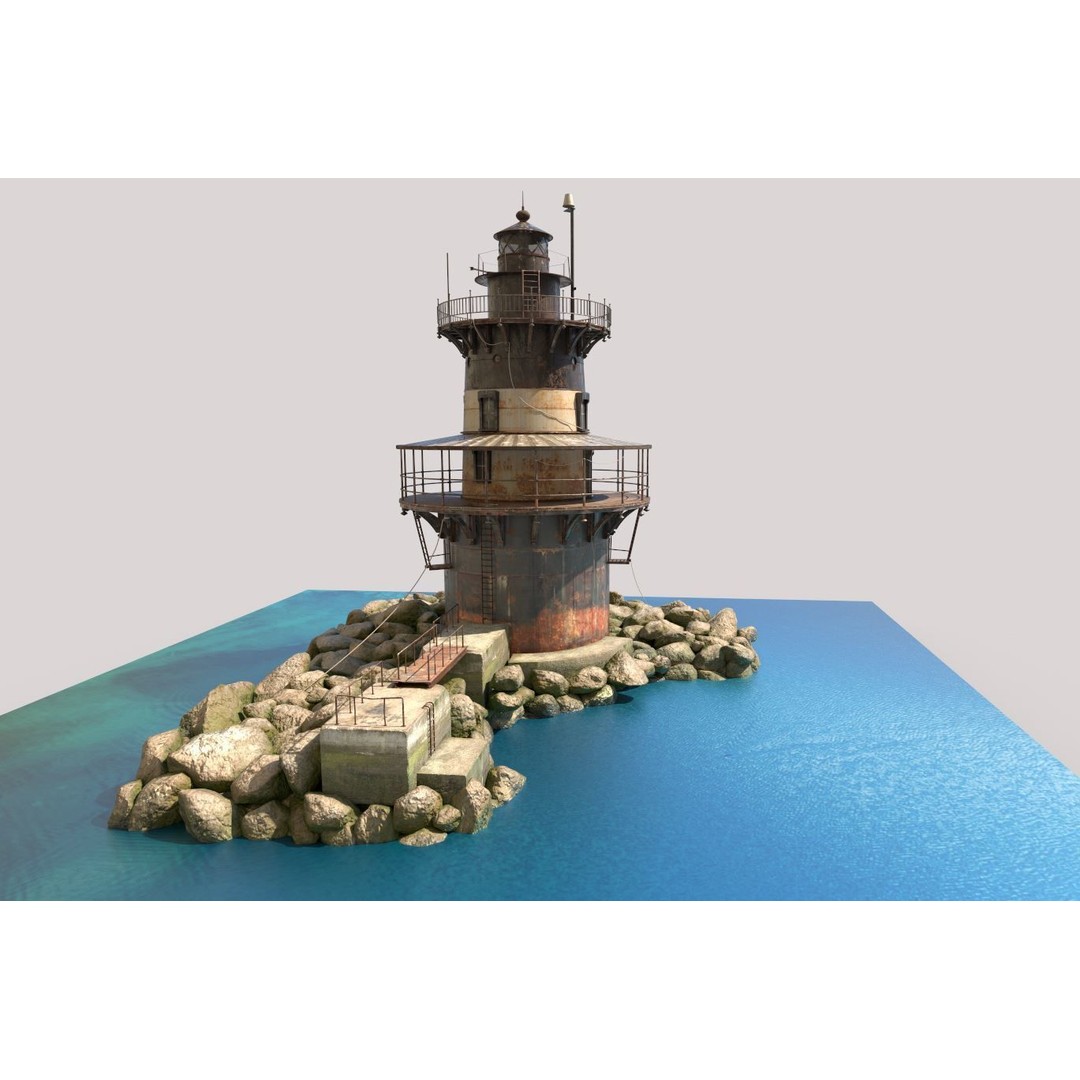 Old Lighthouse 3D Model – Realistic PBR Asset, FBX, OBJ - View 3