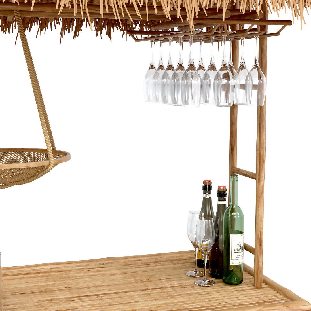 Bamboo Tiki Bar 3D Model – High Poly Beach Bar with Textures, FBX, OBJ - View 10