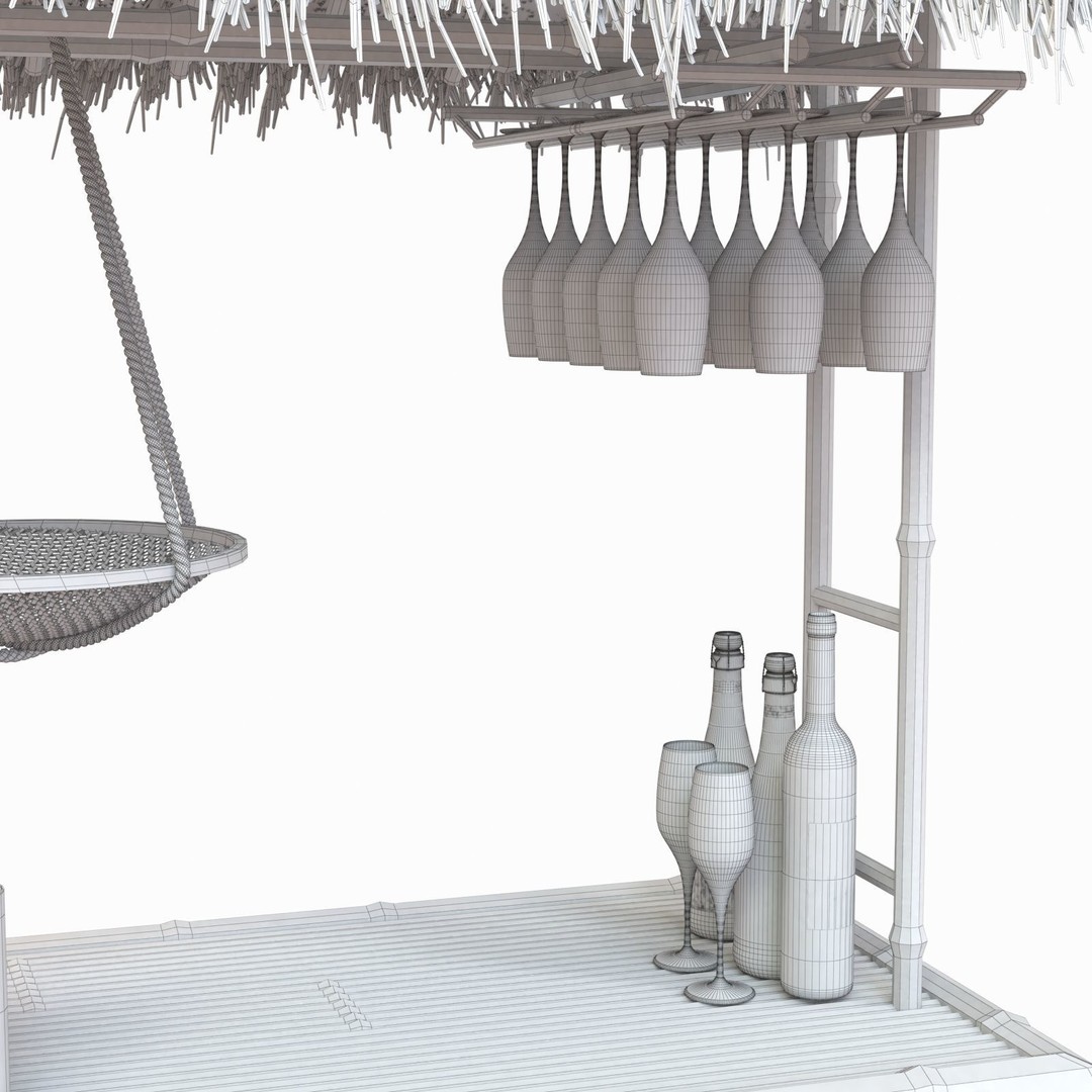 Bamboo Tiki Bar 3D Model – High Poly Beach Bar with Textures, FBX, OBJ - View 14