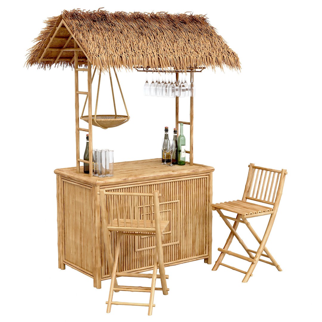 Bamboo Tiki Bar 3D Model – High Poly Beach Bar with Textures, FBX, OBJ - View 4
