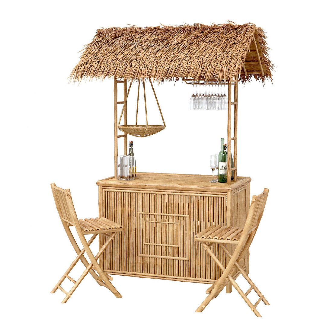 Bamboo Tiki Bar 3D Model – High Poly Beach Bar with Textures, FBX, OBJ - View 5