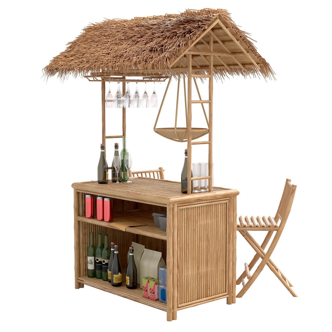 Bamboo Tiki Bar 3D Model – High Poly Beach Bar with Textures, FBX, OBJ - View 6