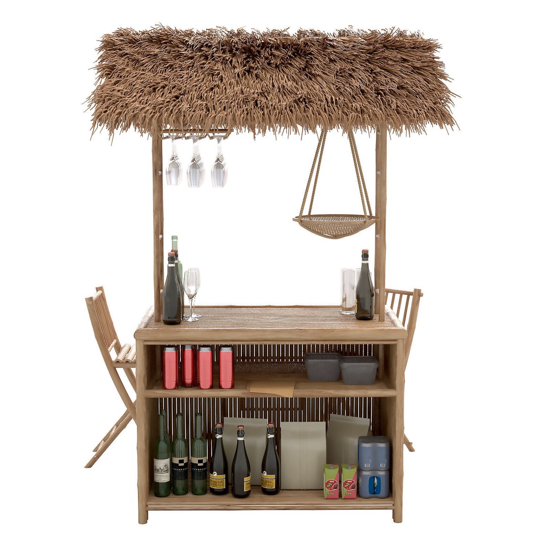 Bamboo Tiki Bar 3D Model – High Poly Beach Bar with Textures, FBX, OBJ - View 7