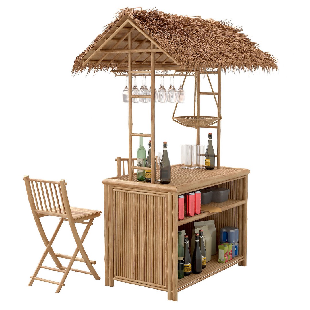 Bamboo Tiki Bar 3D Model – High Poly Beach Bar with Textures, FBX, OBJ - View 8