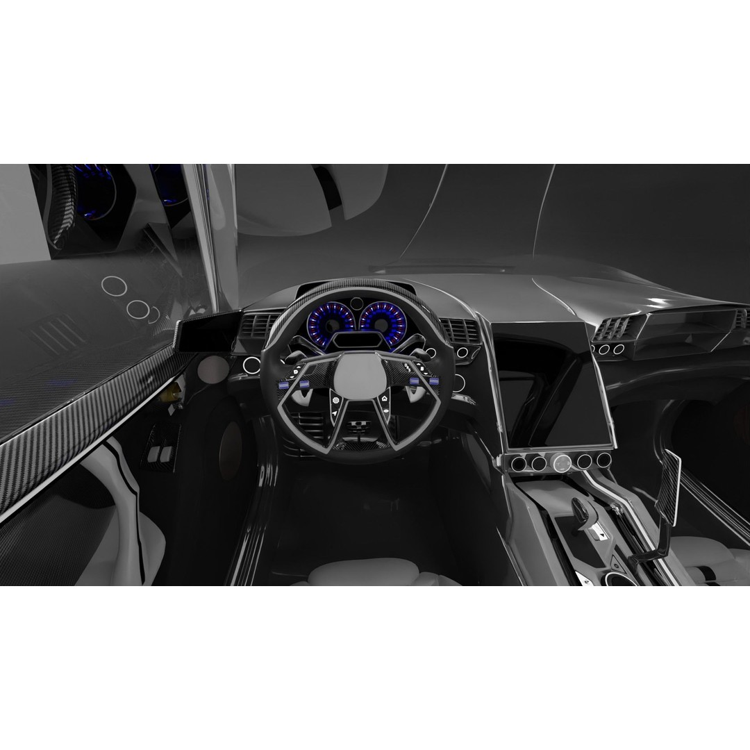 Chaser 3D Model – High Poly Concept Car with Full Interior, FBX - View 16
