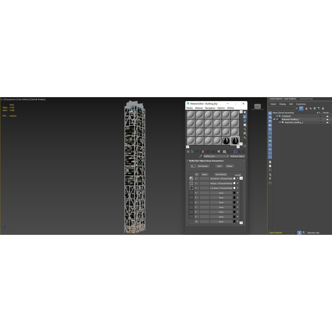 Apartment Building 3D Model – Low Poly Day/Night Game Asset, FBX