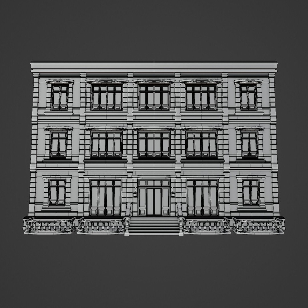 Modular Building 3D Model – Low Poly American Style, PBR Textures - View 24