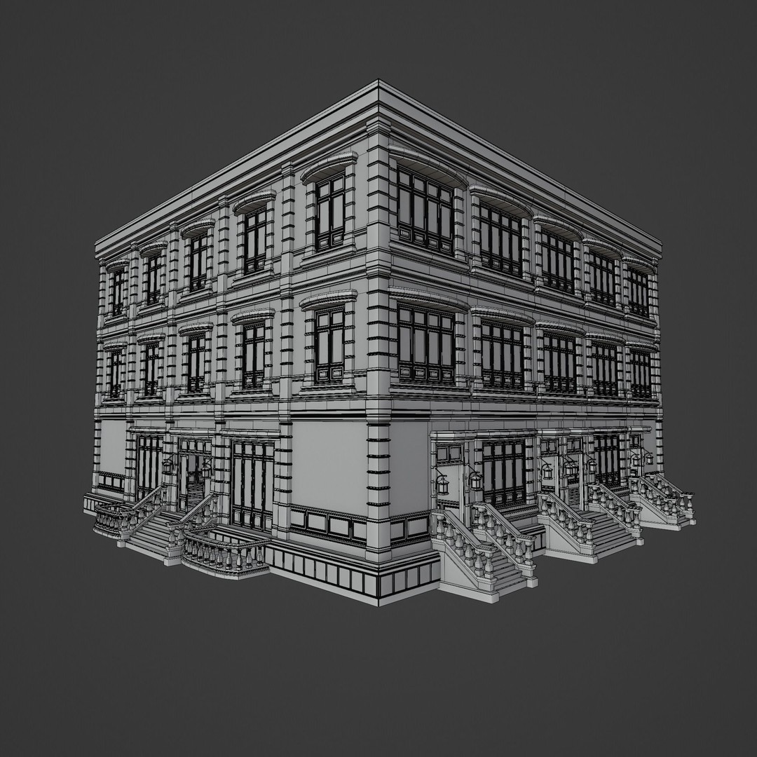 Modular Building 3D Model – Low Poly American Style, PBR Textures - View 27