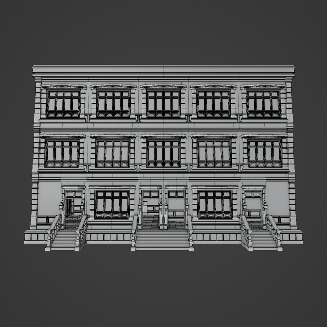 Modular Building 3D Model – Low Poly American Style, PBR Textures - View 28