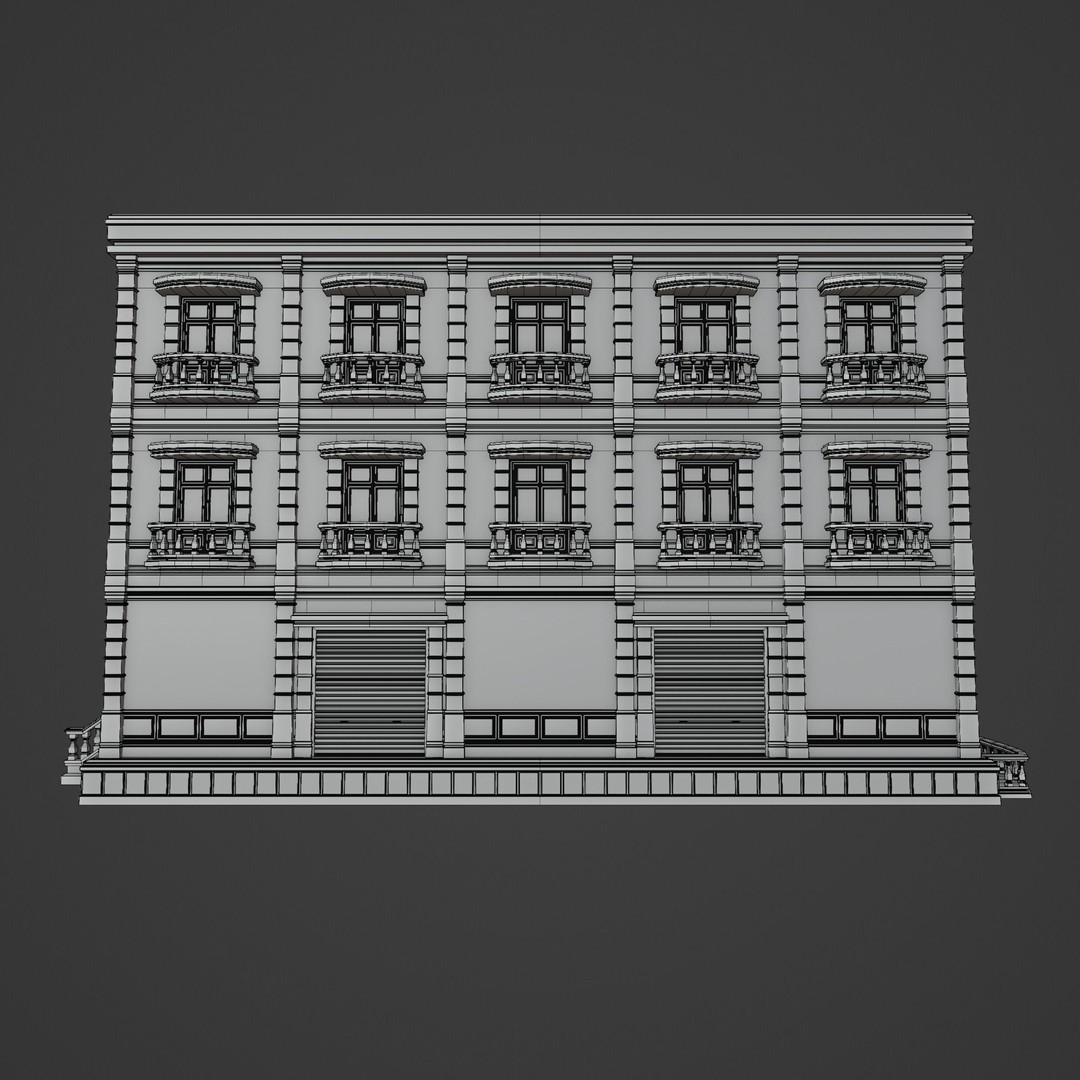 Modular Building 3D Model – Low Poly American Style, PBR Textures - View 30