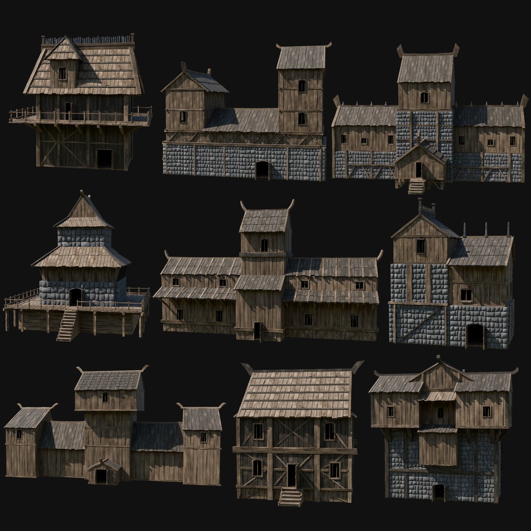Viking Fortress Watchtower 3D Model – Low Poly Game Asset, FBX, OBJ