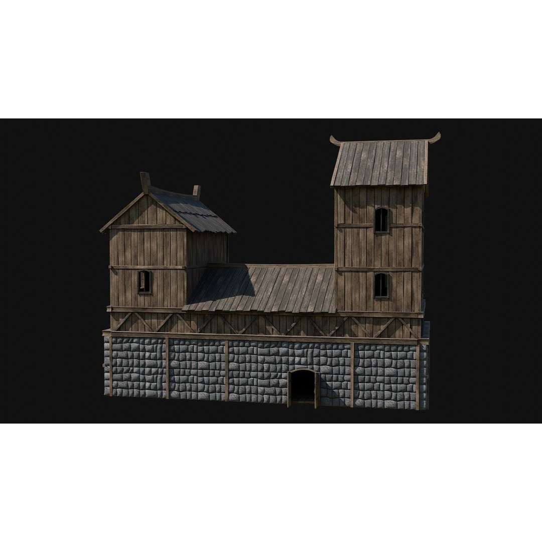 Viking Fortress Watchtower 3D Model – Low Poly Game Asset, FBX, OBJ - View 11