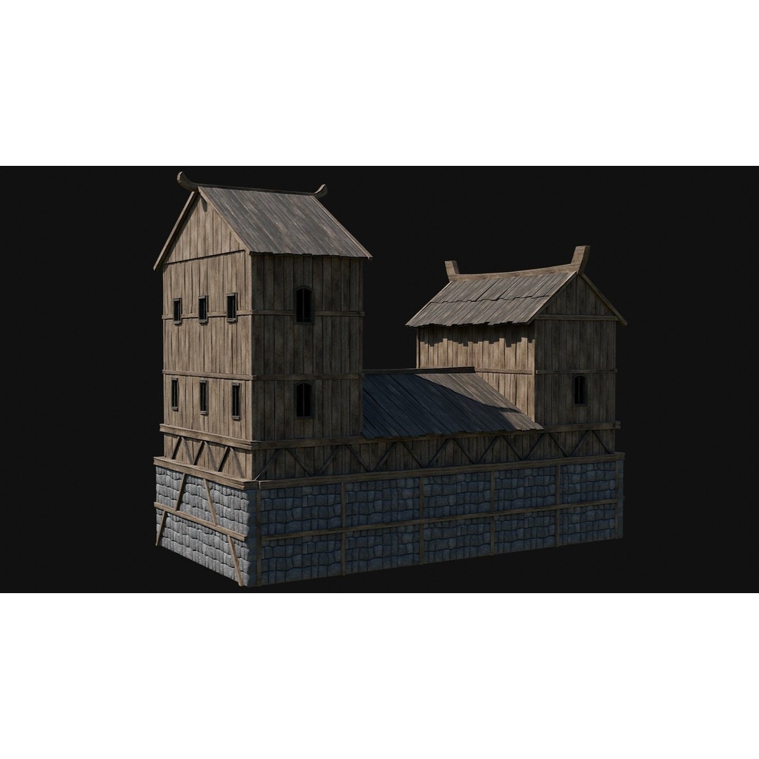 Viking Fortress Watchtower 3D Model – Low Poly Game Asset, FBX, OBJ - View 12