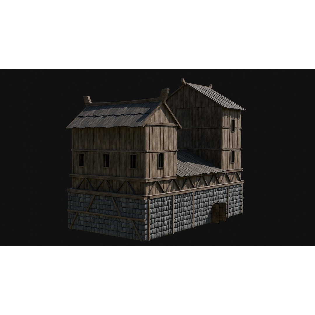 Viking Fortress Watchtower 3D Model – Low Poly Game Asset, FBX, OBJ - View 13