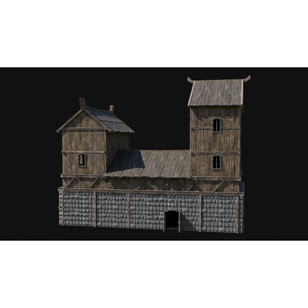 Viking Fortress Watchtower 3D Model – Low Poly Game Asset, FBX, OBJ - View 14