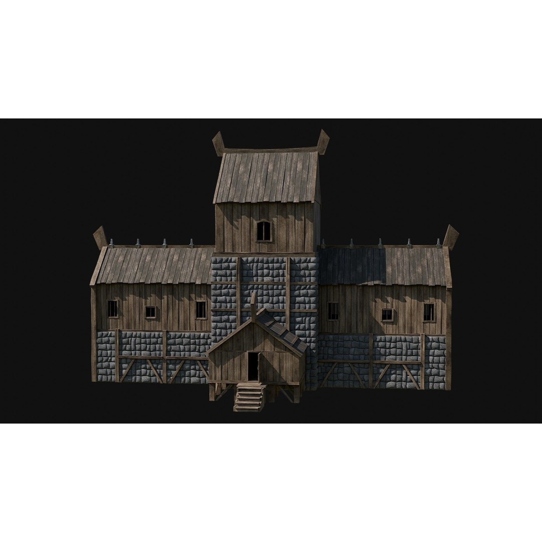 Viking Fortress Watchtower 3D Model – Low Poly Game Asset, FBX, OBJ - View 19