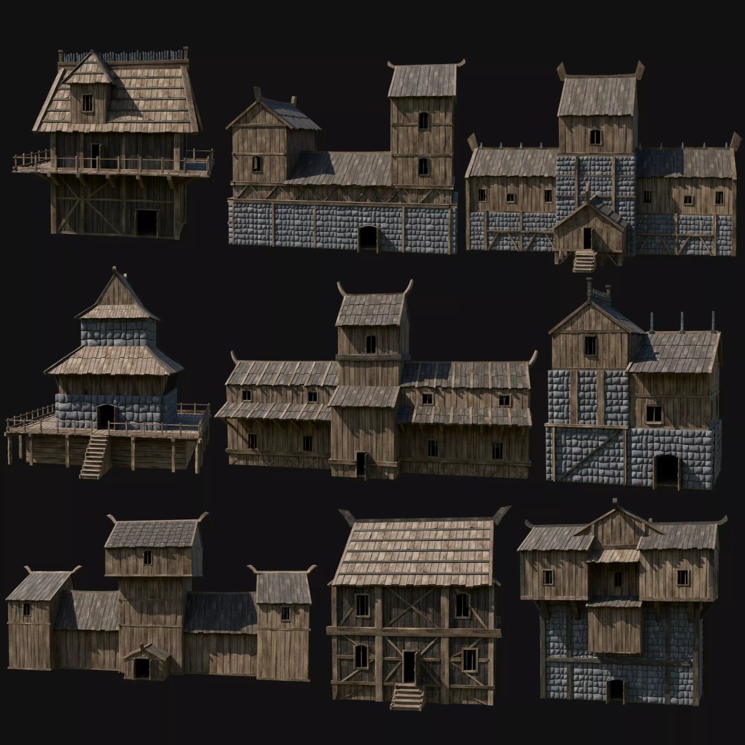 Viking Fortress Watchtower 3D Model – Low Poly Game Asset, FBX, OBJ - View 2
